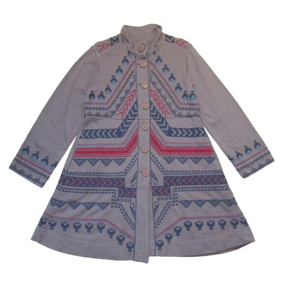 NWT  JWLA Johnny Was Embroidered Coat in Gray French Terry Cotton Jacket L - Picture 1 of 8